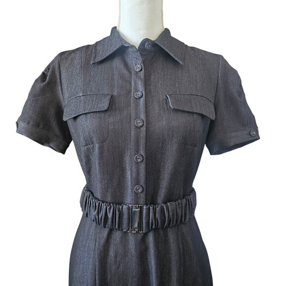 Calvin Klein Black Belted Shirt Dress Size 6 - Picture 2 of 7